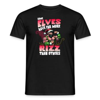Christmas elves with more Rizz culture - Men's T-Shirt - black - Front - AI Model Male 178 light (178cm)