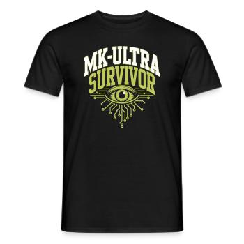 Conspiration de contrôle mental Mk-Ultra et gouvernement - T-shirt homme - noir - Devant - AI Model Male 178 light (178cm)