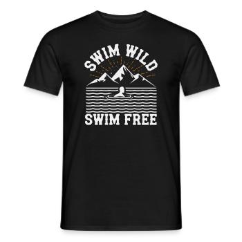 Wild Swimming Outdoor Adventure and Open - Men's T-Shirt - black - Front - AI Model Male 178 light (178cm)