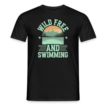 Wild Swimming Outdoor Adventure and Open - Men's T-Shirt - black - Front - AI Model Male 178 light (178cm)