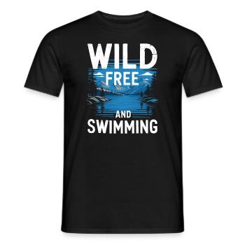 Wild Swimming Outdoor Adventure and Open - Men's T-Shirt - black - Front - AI Model Male 178 light (178cm)