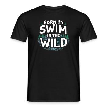 Wild Swimming Outdoor Adventure and Open - Men's T-Shirt - black - Front - AI Model Male 178 light (178cm)