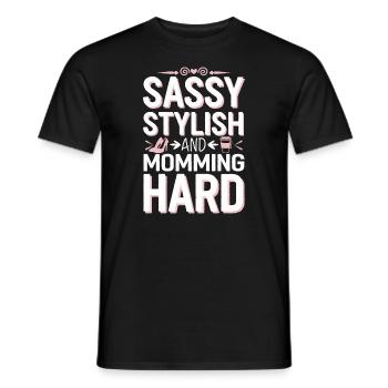 « maman cool », une parentalité amusante et attachante - T-shirt homme - noir - Devant - AI Model Male 178 light (178cm)
