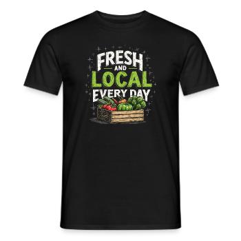 Farmer's market vendors, fresh produce and eateries - Men's T-Shirt - black - Front - AI Model Male 178 light (178cm)
