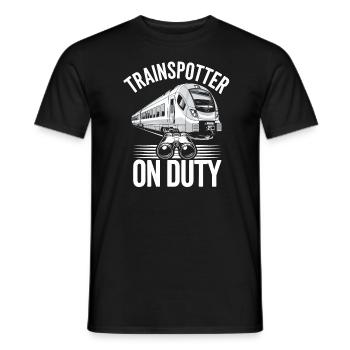 Railfan Passionné de train Amoureux des locomotives - T-shirt homme - noir - Devant - AI Model Male 178 light (178cm)