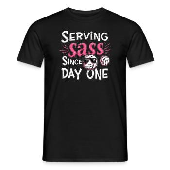 Joueur De Volley-ball Et Fan Spike Service - T-shirt homme - noir - Devant - AI Model Male 178 light (178cm)
