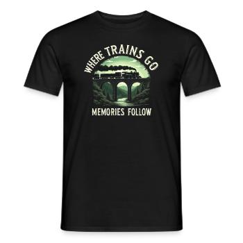 Railfan Passionné de train Amoureux des locomotives - T-shirt homme - noir - Devant - AI Model Male 178 light (178cm)