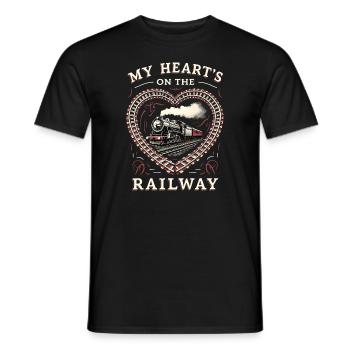 Railfan Passionné de train Amoureux des locomotives - T-shirt homme - noir - Devant - AI Model Male 178 light (178cm)
