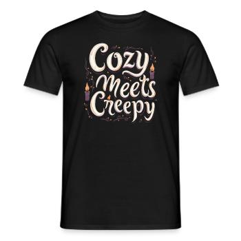 Cozy, Horror, Aesthetics, Spooky, Cozy - Men's T-Shirt - black - Front - AI Model Male 178 light (178cm)