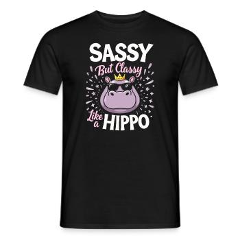 Humour hippopotame, citations sarcastiques, drôle - T-shirt homme - noir - Devant - AI Model Male 178 light (178cm)
