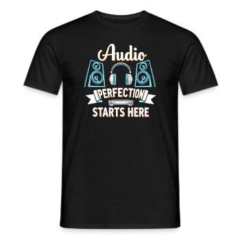 Un son haut de gamme de haute qualité pour la culture audiophile - T-shirt homme - noir - Devant - AI Model Male 178 light (178cm)