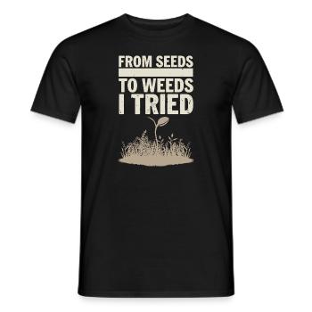 DIY Garden Fights, Gardening, Humor, Plants - Men's T-Shirt - black - Front - AI Model Male 178 light (178cm)