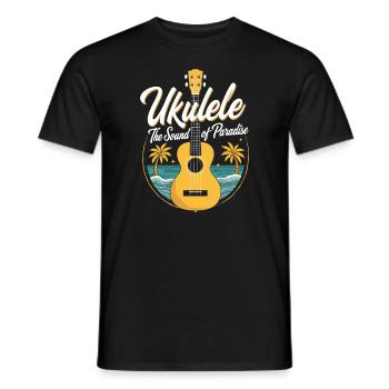 Ukulele Player Hawaiian Music Tropical - Men's T-Shirt - black - Front - AI Model Male 178 light (178cm)