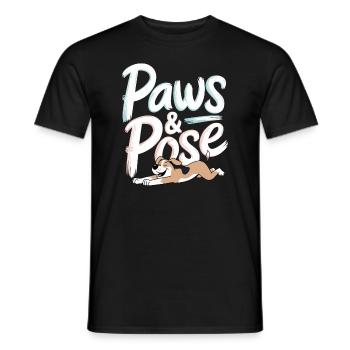 Doga Dog Yoga Bien-être des animaux de compagnie Étirements conscients - T-shirt homme - noir - Devant - AI Model Male 178 light (178cm)