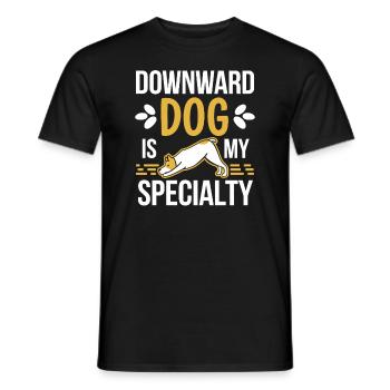 Doga Dog Yoga Pet Wellness Mindful Stretching - Men's T-Shirt - black - Front - AI Model Male 178 light (178cm)