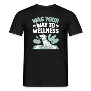 Doga Dog Yoga Bien-être pour animaux de compagnie Étirements conscients - T-shirt homme - noir - Devant - AI Model Male 178 light (178cm)