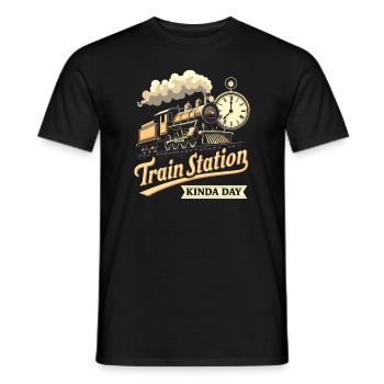 Trajet en train - aventure en locomotive - T-shirt homme - noir - Devant - AI Model Male 178 light (178cm)
