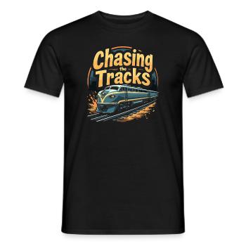 Trajet en train - aventure en locomotive - T-shirt homme - noir - Devant - AI Model Male 178 light (178cm)