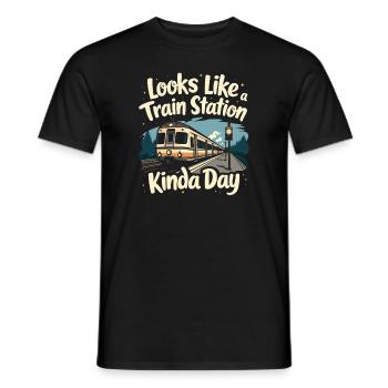 Trajet en train - aventure en locomotive - T-shirt homme - noir - Devant - AI Model Male 178 light (178cm)