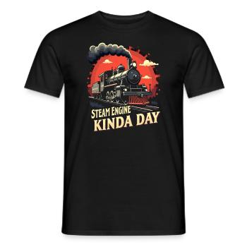 Trajet en train - aventure en locomotive - T-shirt homme - noir - Devant - AI Model Male 178 light (178cm)