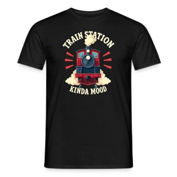 Trajet en train - aventure en locomotive - T-shirt homme - noir - Devant - AI Model Male 178 light (178cm)