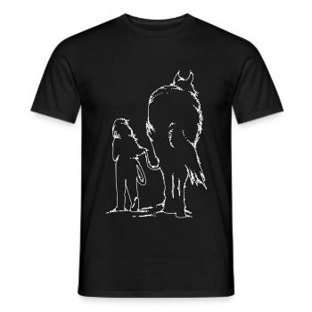 Girl with Horse Pferd - Men's T-Shirt - black - Front - AI Model Male 178 light (178cm)