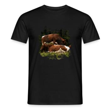 Pinzgauer Rind Vieh auf der Alm - Männer T-Shirt - Schwarz - Vorne - AI Model Male 178 light (178cm)
