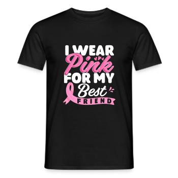 Je porte du rose pour ma meilleure amie Cancer du sein - T-shirt homme - noir - Devant - AI Model Male 178 light (178cm)