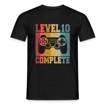 Level 10 Complete 10th Birthday Gamer 10 Years - Men's T-Shirt - black - Front - AI Model Male 178 light (178cm)