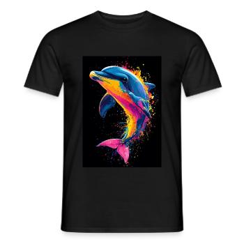 Dolphin Pop Art Colorful - Men's T-Shirt - black - Front - AI Model Male 178 light (178cm)