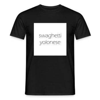 Swaghetti Yolonese! White check gift idea - Men's T-Shirt - black - Front - AI Model Male 178 light (178cm)