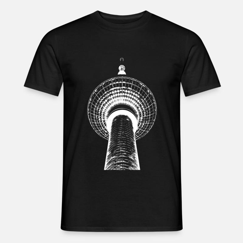 Berlin TV-tårn lys tegning - Mænd T-shirt - sort