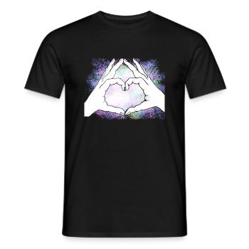 Hands form a heart. Colorful. Love - Men's T-Shirt - black - Front - AI Model Male 178 light (178cm)