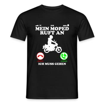 Moped Ruft an ich muss gehen Lustig Spruch - Männer T-Shirt - Schwarz - Vorne - AI Model Male 178 light (178cm)