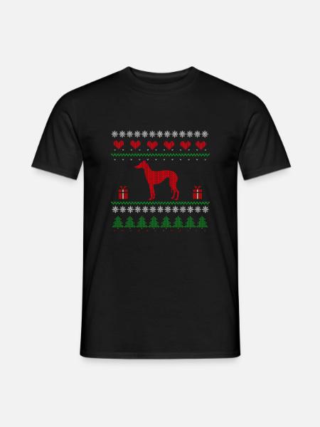 Ugly Christmas Whippet Greyhound Gift - Men's T-Shirt - black