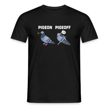 Funny animals pigeon dove - Men's T-Shirt - black - Front - AI Model Male 178 light (178cm)