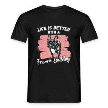 Français Bouledogue - T-shirt homme - noir - Devant - AI Model Male 178 light (178cm)