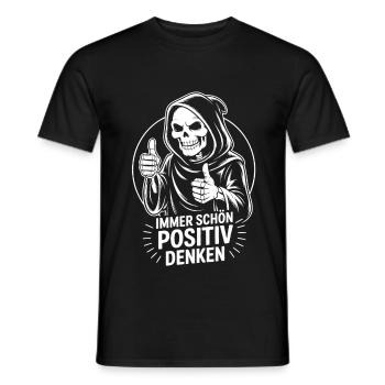 Immer schön positiv Skull Reaper Daumen hoch - Männer T-Shirt - Schwarz - Vorne - AI Model Male 178 light (178cm)