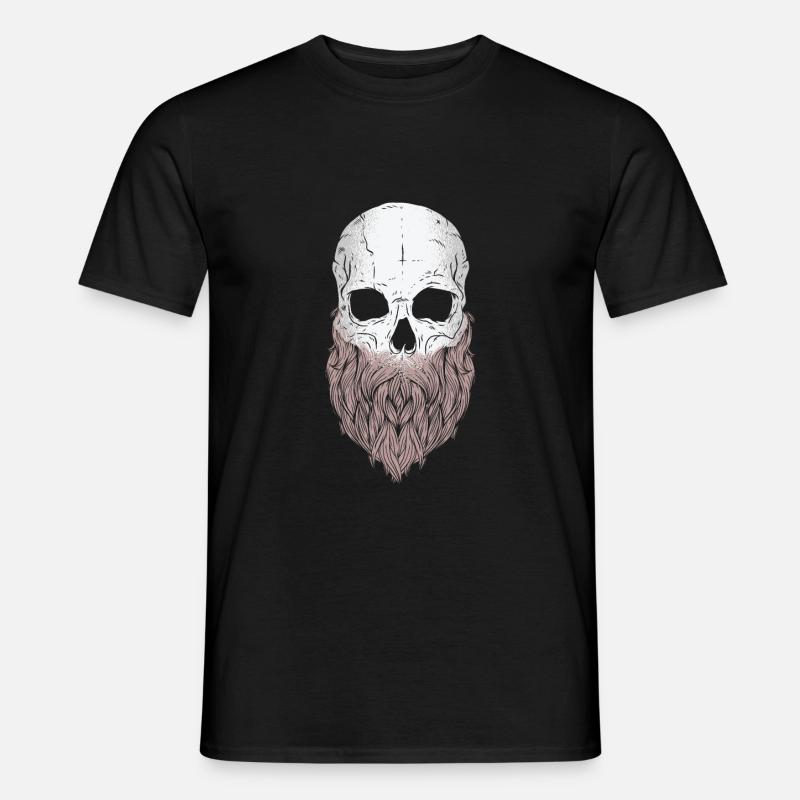 Totenkopf mit Bart - Männer T-Shirt - Schwarz