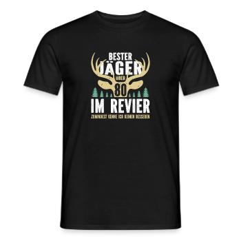 Bester Jäger über 80 im Revier - Männer T-Shirt - Schwarz - Vorne - AI Model Male 178 light (178cm)