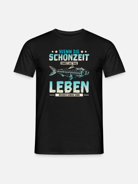 Schonzeit Angeln Fischen Angelrute - Männer T-Shirt - Schwarz