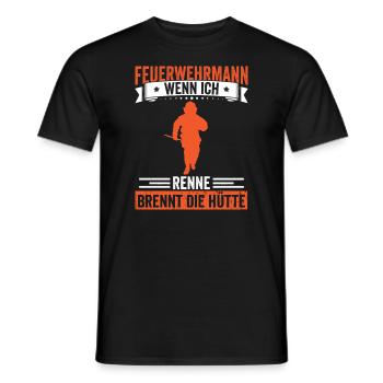 Feuerwehr Wenn ich renne brennt die Hütte - Männer T-Shirt - Schwarz - Vorne - AI Model Male 178 light (178cm)