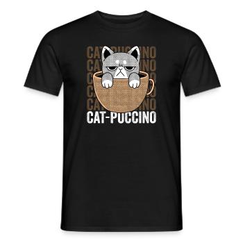 Cat Puccino Cappuccino - Männer T-Shirt - Schwarz - Vorne - AI Model Male 178 light (178cm)