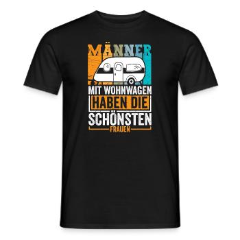 Männer mit Wohnwagen haben die schönsten Frauen - Männer T-Shirt - Schwarz - Vorne - AI Model Male 178 light (178cm)