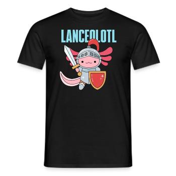 Lanceolotl Pun Design for Axolotl Lovers - Men's T-Shirt - black - Front - AI Model Male 178 light (178cm)