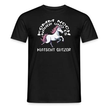 Komm noch näher und es klatscht Glitzer - Männer T-Shirt - Schwarz - Vorne - AI Model Male 178 light (178cm)