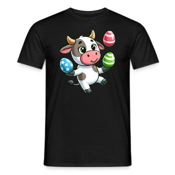 Easter Egg Cow & Bull Juggling Artist Design - Men's T-Shirt - black - Front - AI Model Male 178 light (178cm)