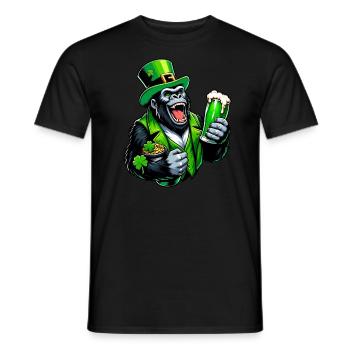 Gorilla feiert St. Patrick's mit Bier Cartoon - Männer T-Shirt - Schwarz - Vorne - AI Model Male 178 light (178cm)