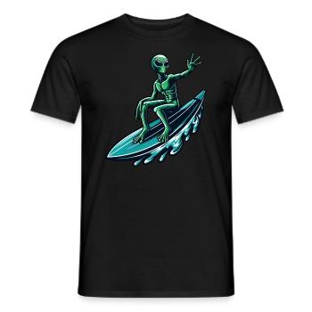 Surfeur extraterrestre sur la planche de surf - T-shirt homme - noir - Devant - AI Model Male 178 light (178cm)