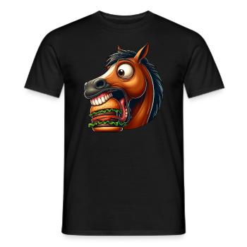 Pferd Burger Hamburger Fast Food Fan - Männer T-Shirt - Schwarz - Vorne - AI Model Male 178 light (178cm)